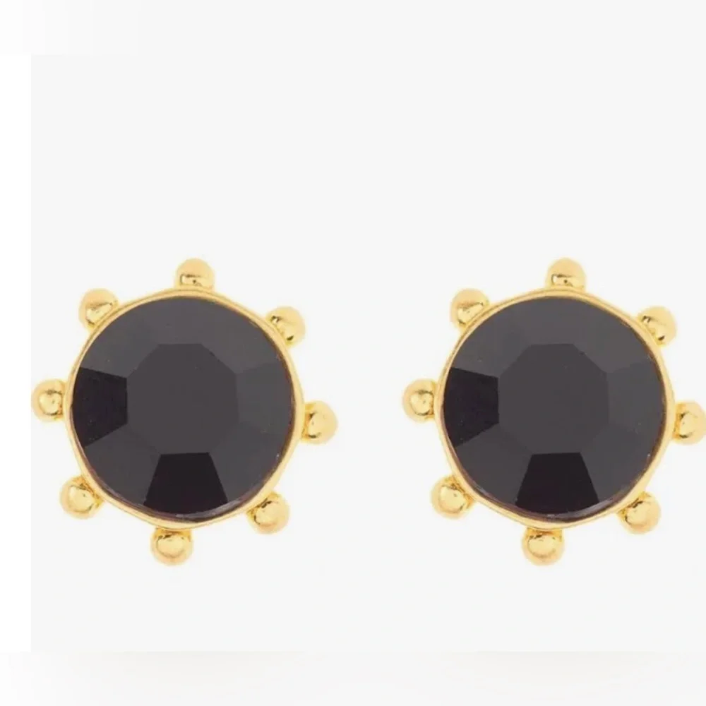 Kate Spade New York Women's Jet Cubic Zirconia‎ Bezel Stud Earrings new